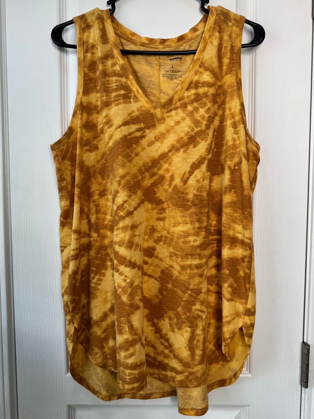 Sonoma Mustard Tie-Dye V-Neck Sleeveless Tank